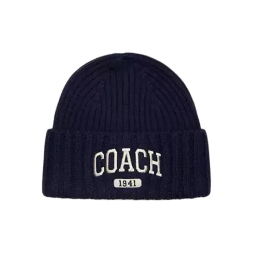 COACH Мериносовая шерсть Шапки-бини Унисекс Морской синий