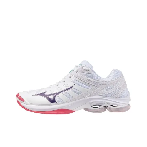 Кроссовки Mizuno Wave Lightning Z8 для тренировок, низкий топ, белый и фиолетовый, женские