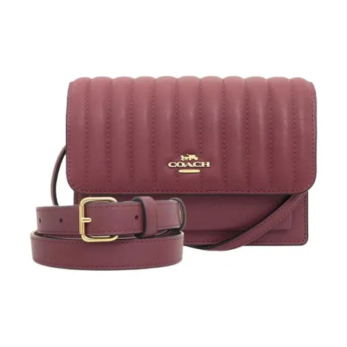 COACH Foldover кожаная бананка сумка через плечо маленькая женская бордовая