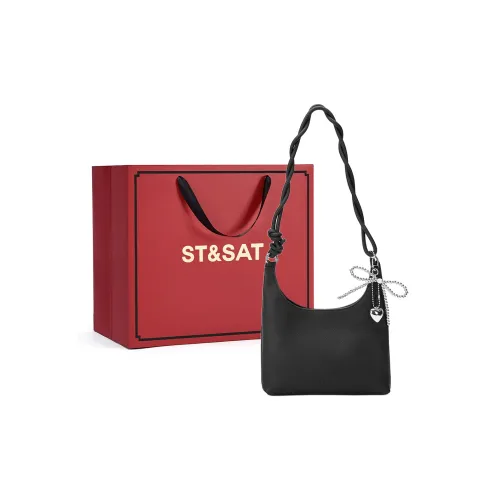 ST SAT Корова Кожа с Синтетической Кожей Плечевая Сумка Стандартная Женская Черный Экрю Хаки