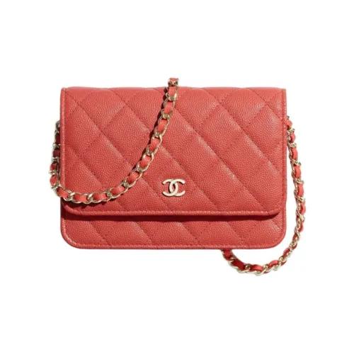 CHANEL WOC Телячья кожа Сумка с цепочкой Кошелек Сумка через плечо Женская Красная