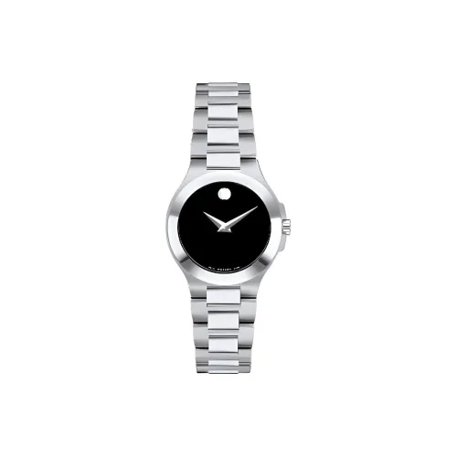MOVADO Кварцевый механизм Женские часы 28 мм Черный циферблат Корпус из нержавеющей стали Ремешок из нержавеющей стали 0606164