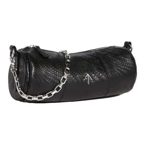 Manu Atelier Цилиндр Lattice Телячья кожа Стрелка Сумка Цилиндрическая сумка Сумка через плечо Женская Черная