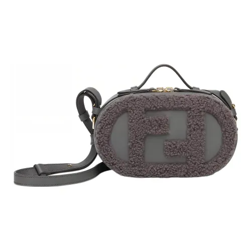 FENDI O'Lock Овчина с Телячья кожа Camera Сумка Сумка через плечо Сумка Мини Женская Серый
