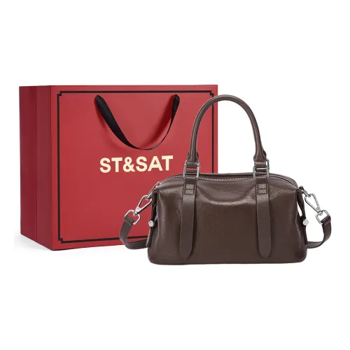 ST SAT Сумка из коровьей кожи с синтетической кожей одно плечо подушка женская коричневый красный темно-кофейный