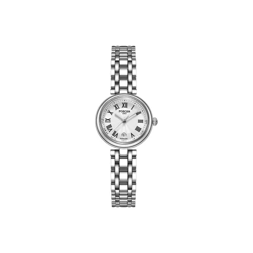 POSCER Кварцевый механизм нержавеющая сталь ремешок часы женские серебристый циферблат