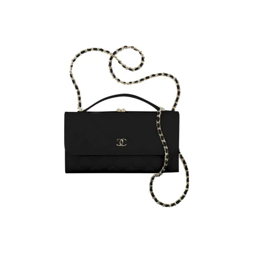 CHANEL Блестящий Телячья кожа с Золотым металлическим чехлом для телефона Сумка через плечо Женская Черная