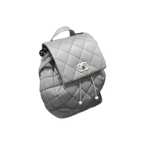 CHANEL С рельефом Тисненый Телячья кожа Рюкзак Унисекс Темно-серый Светло-серый