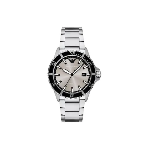 EMPORIO ARMANI Мужские часы Кварцевый механизм Ремешок из нержавеющей стали 42 мм Серый циферблат