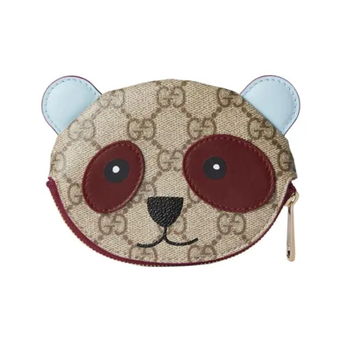 GUCCI Покрытый холст Кошелек для монет Женские Бежевый и Темно-коричневый