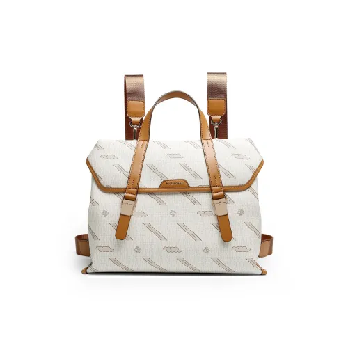 Mulinsen Рюкзак из синтетической кожи стандартный унисекс цвет экрю кофейный