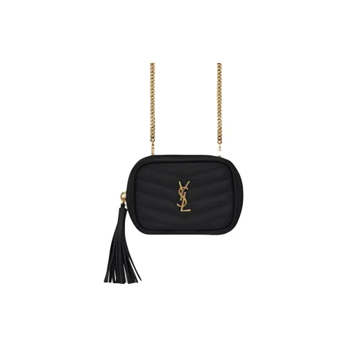 SAINT LAURENT LOU Quilted Кожа Camera Сумка Сумка через плечо Сумка на плечо Мини Женская Черная