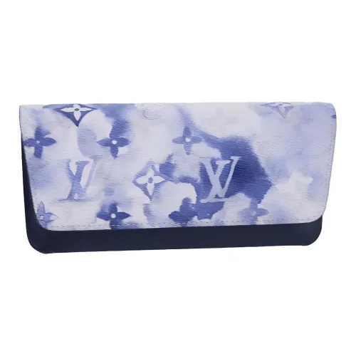 LOUIS VUITTON Акварель Телячья кожа Очки Чехол Сумка для хранения Унисекс Синий