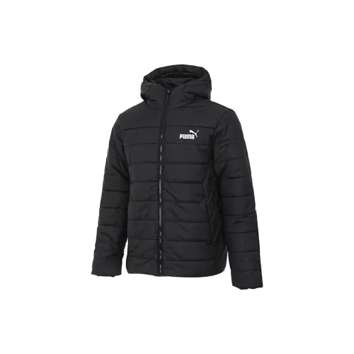 PUMA ESS С капюшоном Стеганый хлопковый пуховик Мужской Черный