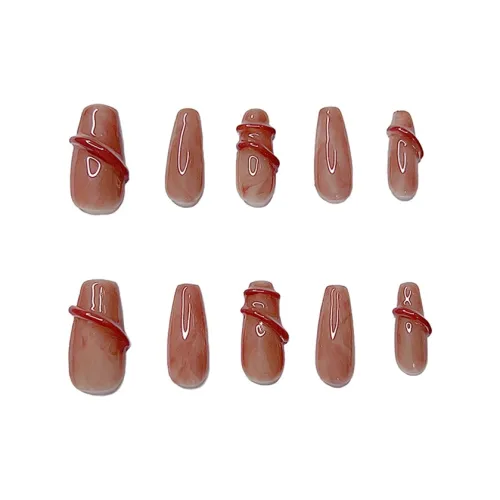 PURUITI 'Знак Змеи' Fortune Collection Handcrafted False Nail MID Длина (размер в длину) Трапеция Моранди Цвет Smudge