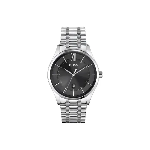 Hugo Boss Мужские часы Кварцевый механизм Ремешок из нержавеющей стали 42 мм Черный циферблат