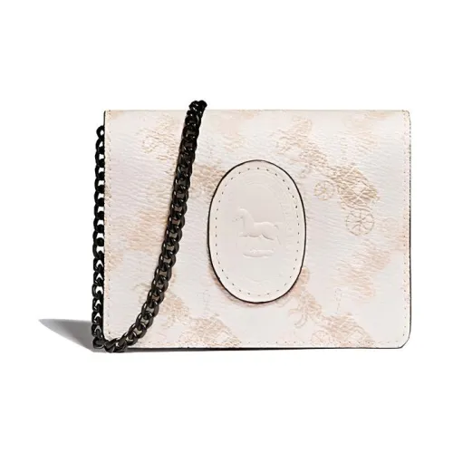 COACH Accordion Card Case Холст с кожей Картхолдер Женский Розовый Белый