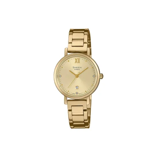 CASIO Кварцевый механизм ремешок из нержавеющей стали женские часы золотой циферблат