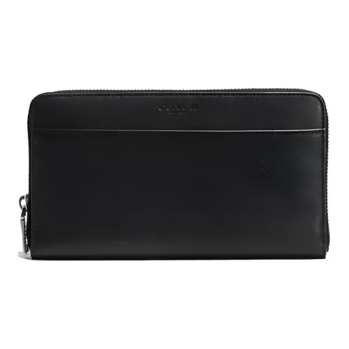 COACH Travel Wallet Коровья кожа Держатель для карт кошелек Маленький Мужской Черный