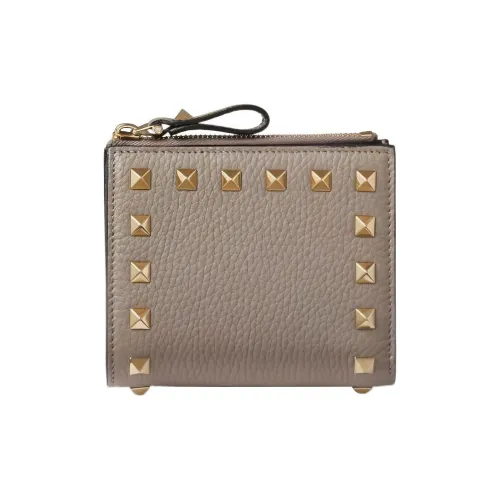 Валентино Рокстуд Телячья кожа с рельефом Кошелек Кошелек для монет Держатель для карт Маленький Женский Голубино-серый