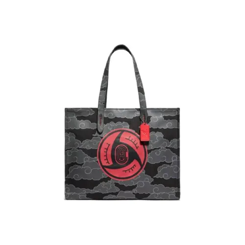 COACH Recycled Tote Холст с кожей Тоут Сумка Сумка для покупок Сумка на плечо Сумка Большая Мужская Многоцветная