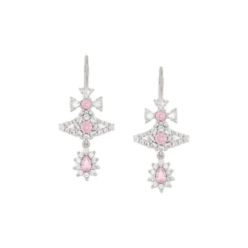 Vivienne Westwood Переработанный Серебряный Кристальный Винтаж Барочный стиль Gaiatian Подвеска Серьги-гвоздики Женские Серебряный Розовый