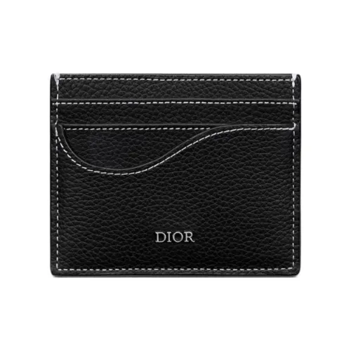 DIOR Седло Grained Телячья кожа Седло Картхолдер Женские Черный