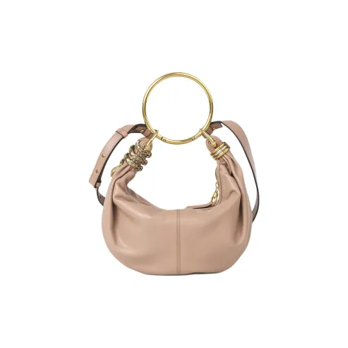 Chloe с текстурой Телячья кожа Сумка через плечо Сумка Маленькая Женская Деревянная Розовая