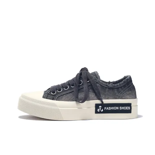 BELLALILY Low-Top Canvas Shoes Gray Black Women's