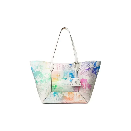 Jimmy Choo Кожа Тоут Сумка Сумка для покупок Сумка среднего размера Женская Белая и Многоцветная