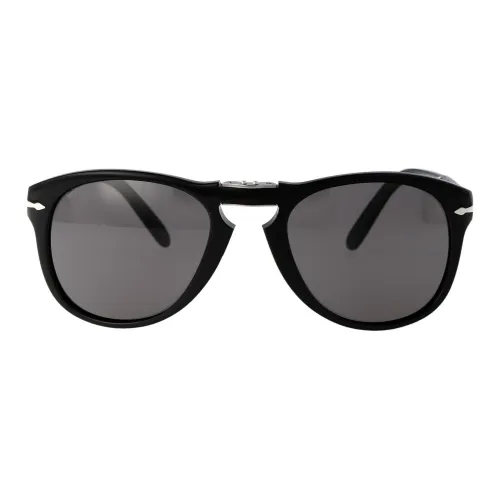PERSOL Ацетат Круглые Солнцезащитные очки Мужские Черные