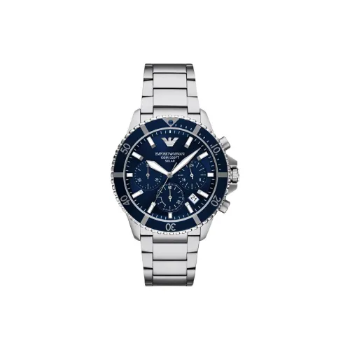 EMPORIO ARMANI Мужские часы Солнечный кварцевый механизм ремешок из нержавеющей стали 43,5 мм синий циферблат