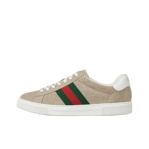 GUCCI Ace Low Топ Кроссовки для скейтбординга Женские Овсяный
