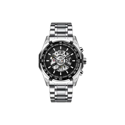 AIYISHI Автоматический механический механизм ремешок из нержавеющей стали унисекс циферблат с черепом