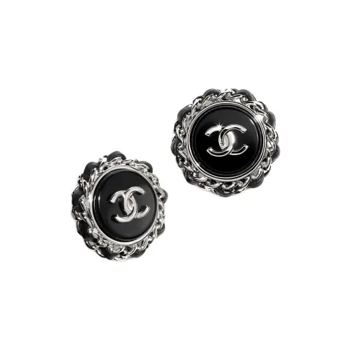 CHANEL Металл Серьги-гвоздики Женские Черный