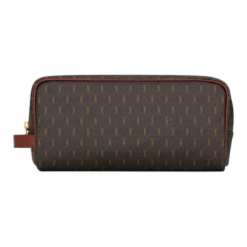 SAINT LAURENT LE MONOGRAMME Полиуретан Косметичка Женская Каштановая