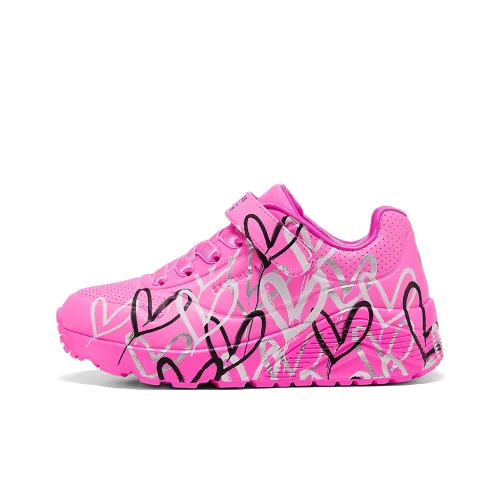 Skechers Kids Uno Slip-Resistant Abrasion-Resistant Low Top Детские Скейтбординги Ярко-Розовый Детский