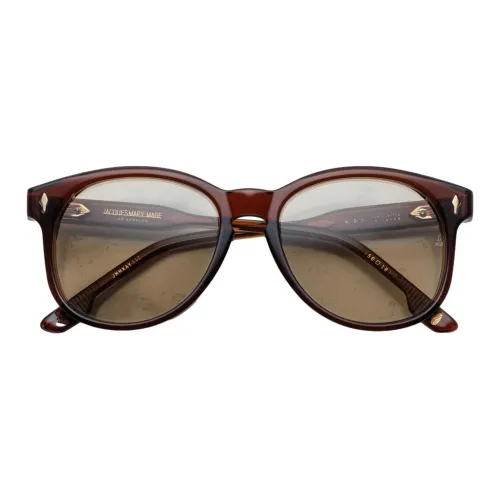 JACQUES MARIE MAGE Ацетат Целлюлоза Стальной Круглые Солнцезащитные очки Женские Коричневый
