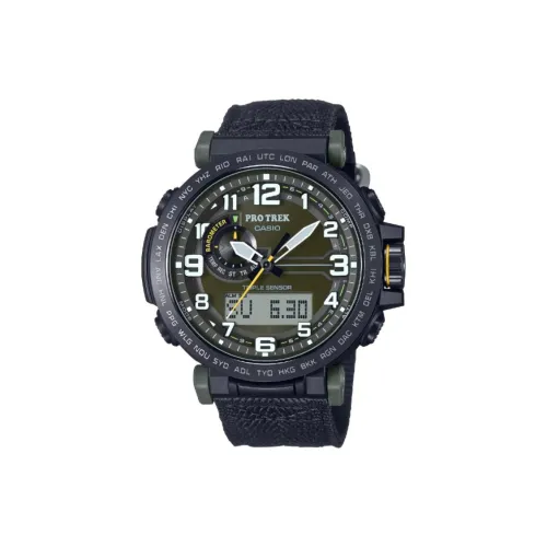 CASIO Солнечный механизм тканевый ремешок часы для мужчин зеленый циферблат