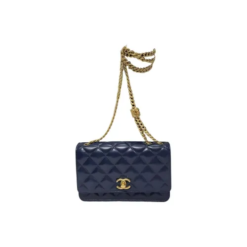 CHANEL Sheepskin Chain Wallet Wallet Shoulder Bag Women's Dark Blue CHANEL Овчина Цепочка Кошелек Кошелек Сумка через плечо Женская Темно-синий