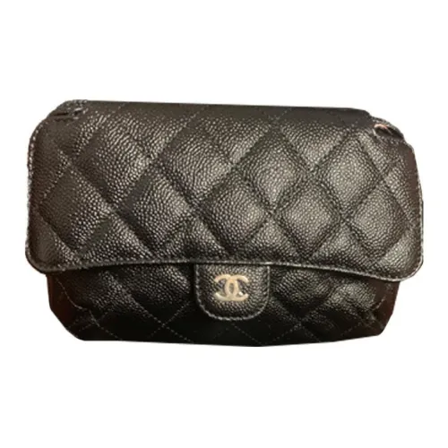 CHANEL Сумка с клапаном из икорной коровьей кожи сумка через плечо женская черная