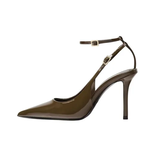 ZARA Высокие каблуки Хаки зеленый Женские