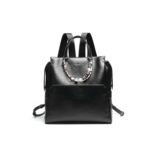 Mulinsen Рюкзак из синтетической кожи унисекс черный светло-кофейный