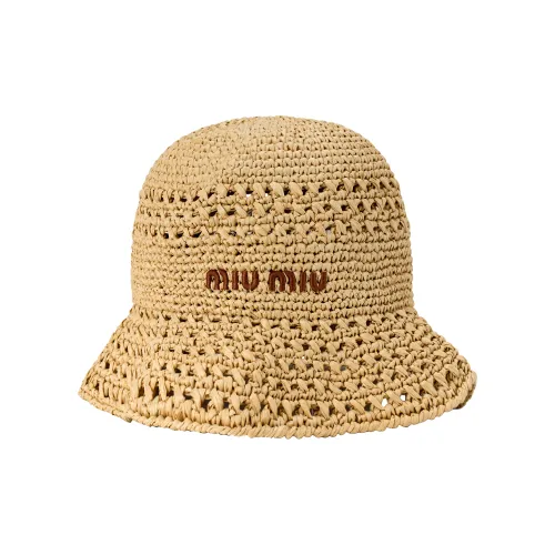 MIU MIU Raffia Bucket Hats Women's Brown