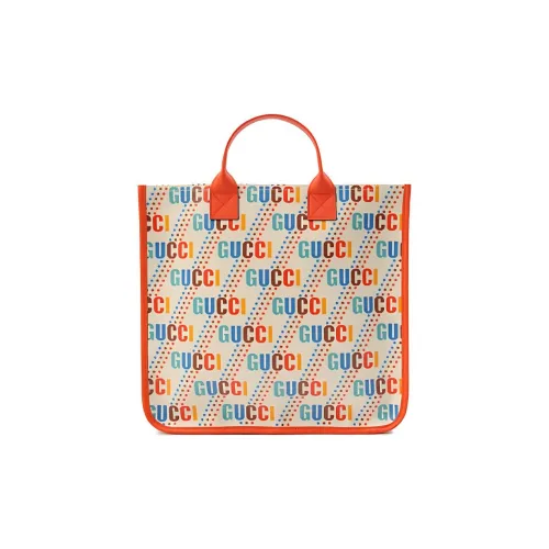 GUCCI Canvas с кожаными вставками тоут сумка для покупок сумка для ребенка экрю и оранжевый