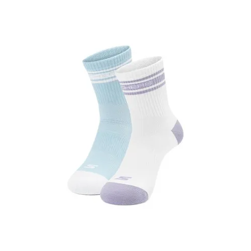 Skechers Comfort Sports Series 2 шт Белый/Морозно-голубой/05GQ Женские MID Носки до икры