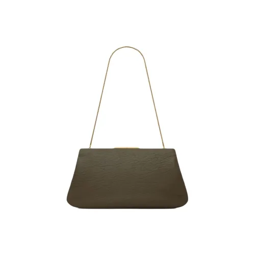 SAINT LAURENT Lambskin Clutch Shoulder Bag Large Women's Musk Light