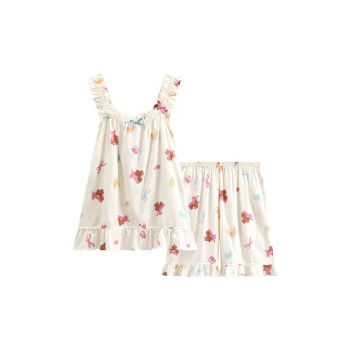 FENTENG Brown Bear Pajama Set Women's Beige