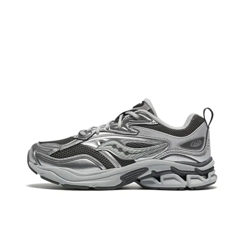 Saucony GRID FUSION Низкий Топ Повседневные Беговые Кроссовки Унисекс Серебристо-Серый