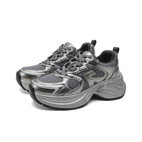 D Fuse SCANDINAVIA Амортизаторы Slip-resistant устойчивые к истиранию Низкий топ кроссовки с подошвой женские металлический серый